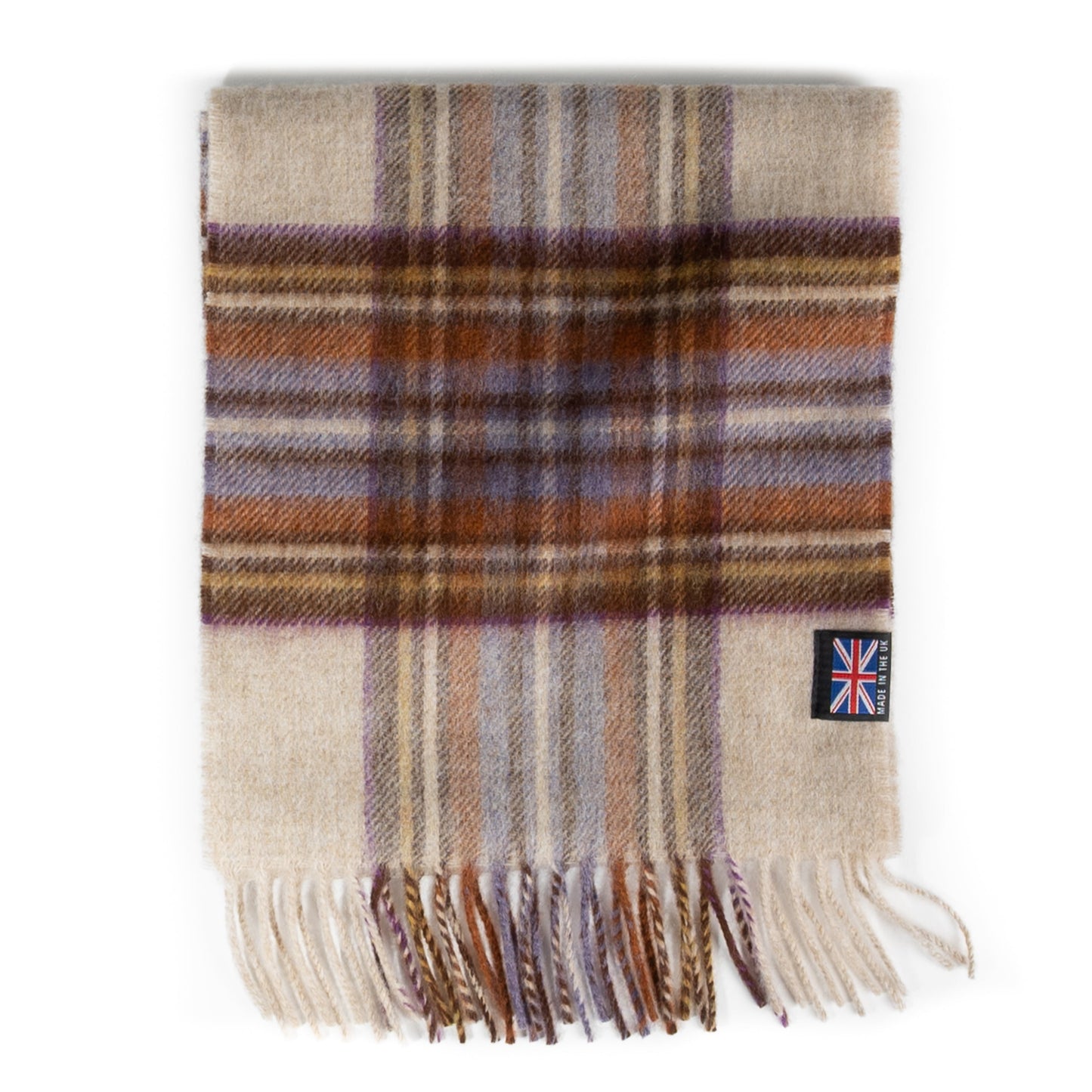 Prince of Scots Fringed Merino Wool Scarf (Dress Heather Stewart)