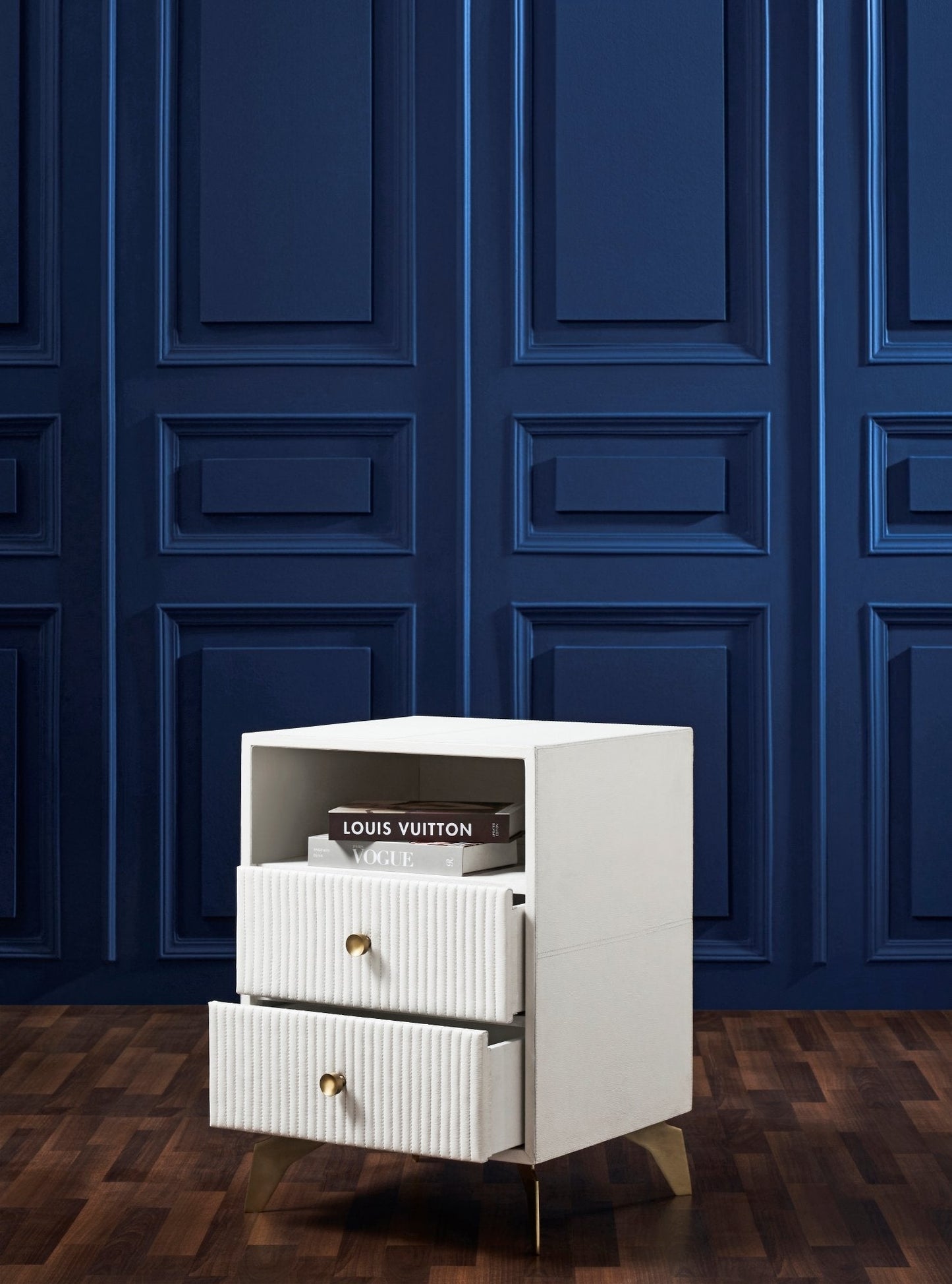 Stanford Two Drawer Leather Side Table