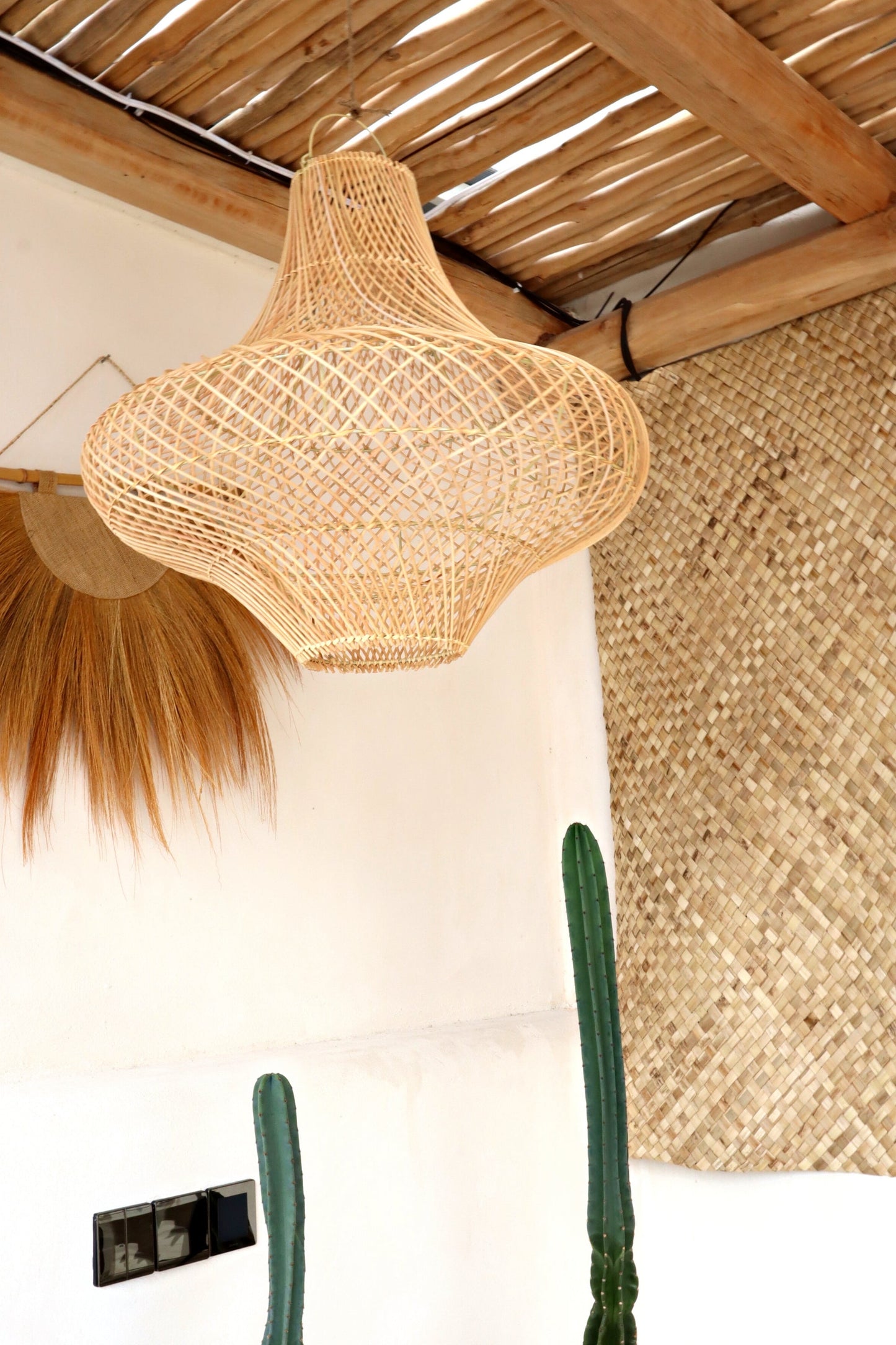 Freya X-Large Bell shape Rattan Pendant Light fitting