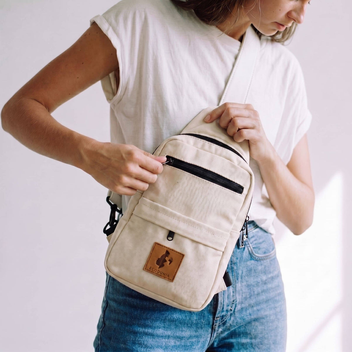 Vegan Leather Crossbody Bag for Women | Umoja Large Sling Bag for Men