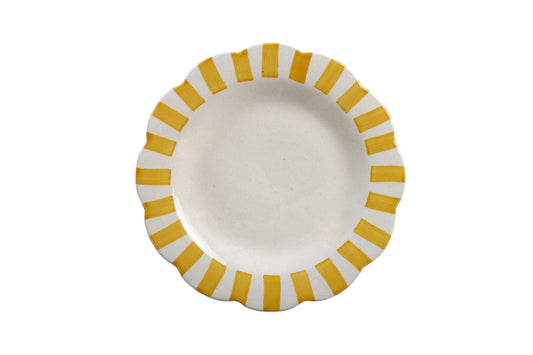 Ceramic Stripe Dinner Plate, Yellow - 10 x 10 x 1.25 Inches ( Set of 4 )