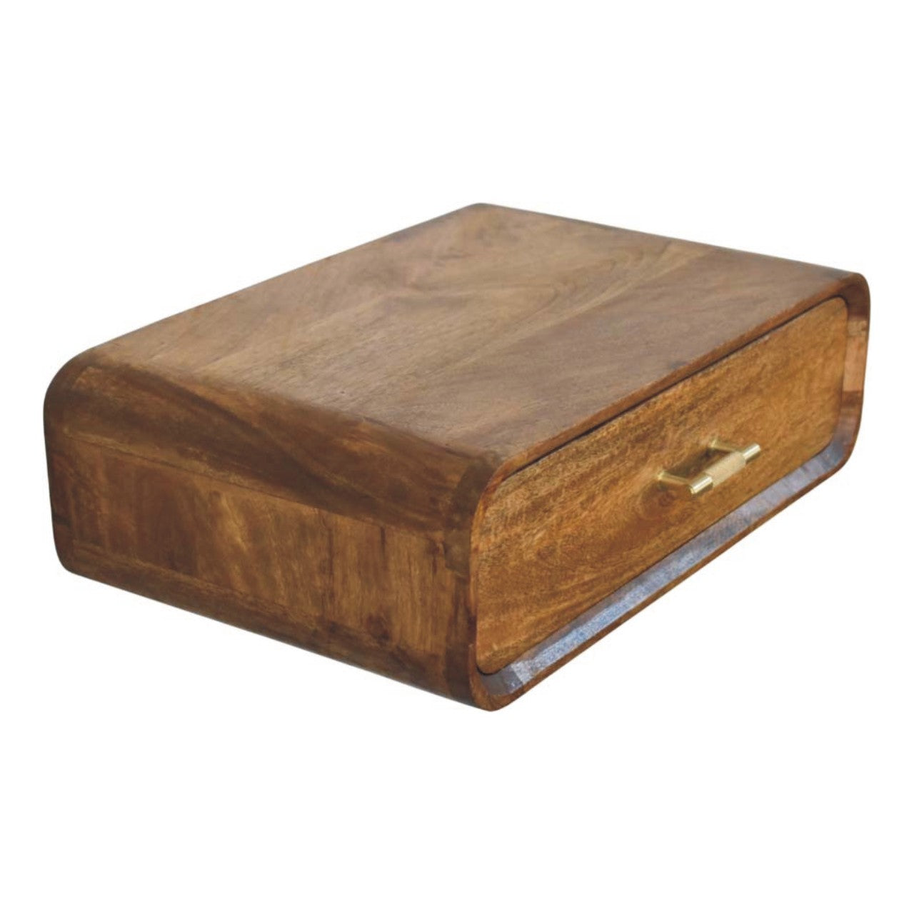Solid Wood Curved Floating Bedside