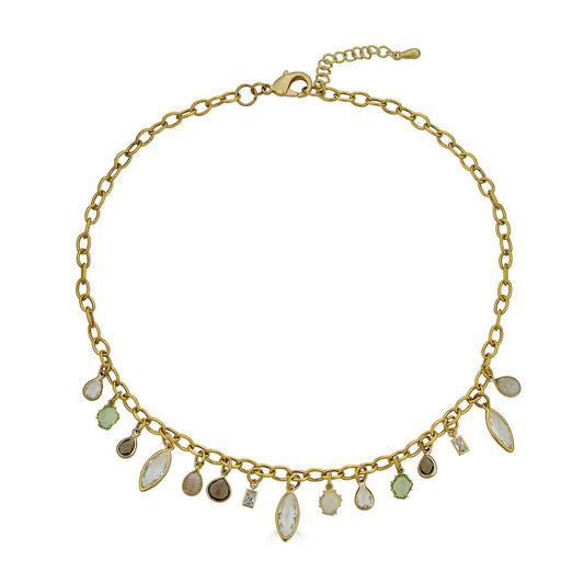 Single Strand Gemstone Charm Necklace