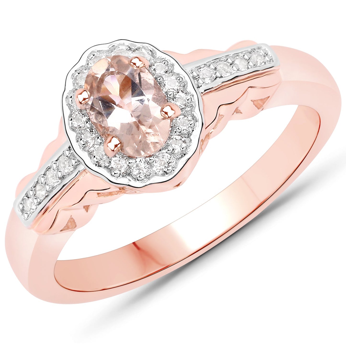 1.98 Carat Genuine Morganite and White Topaz .925 Sterling Silver 3 Piece Jewelry Set (Ring, Earrings, and Pendant w/ Chain)