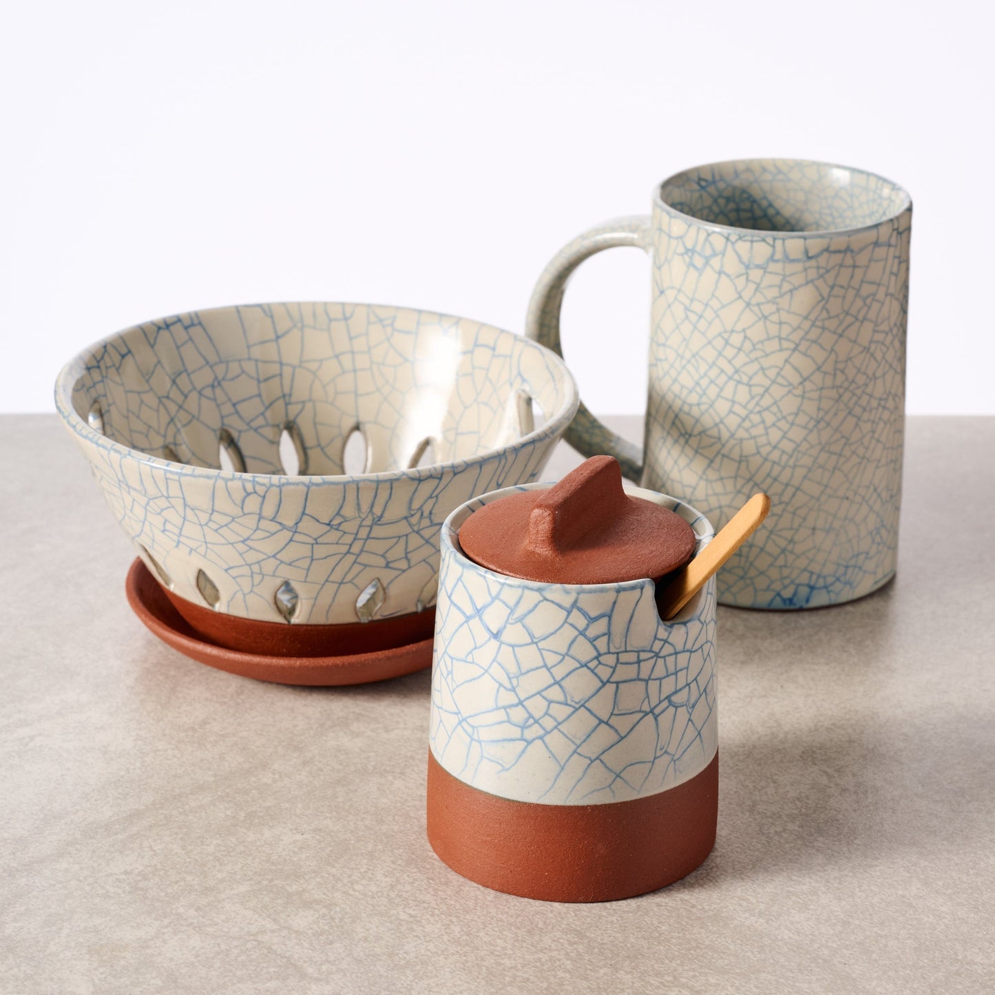 Ciya Blue Crackle Honey Pot