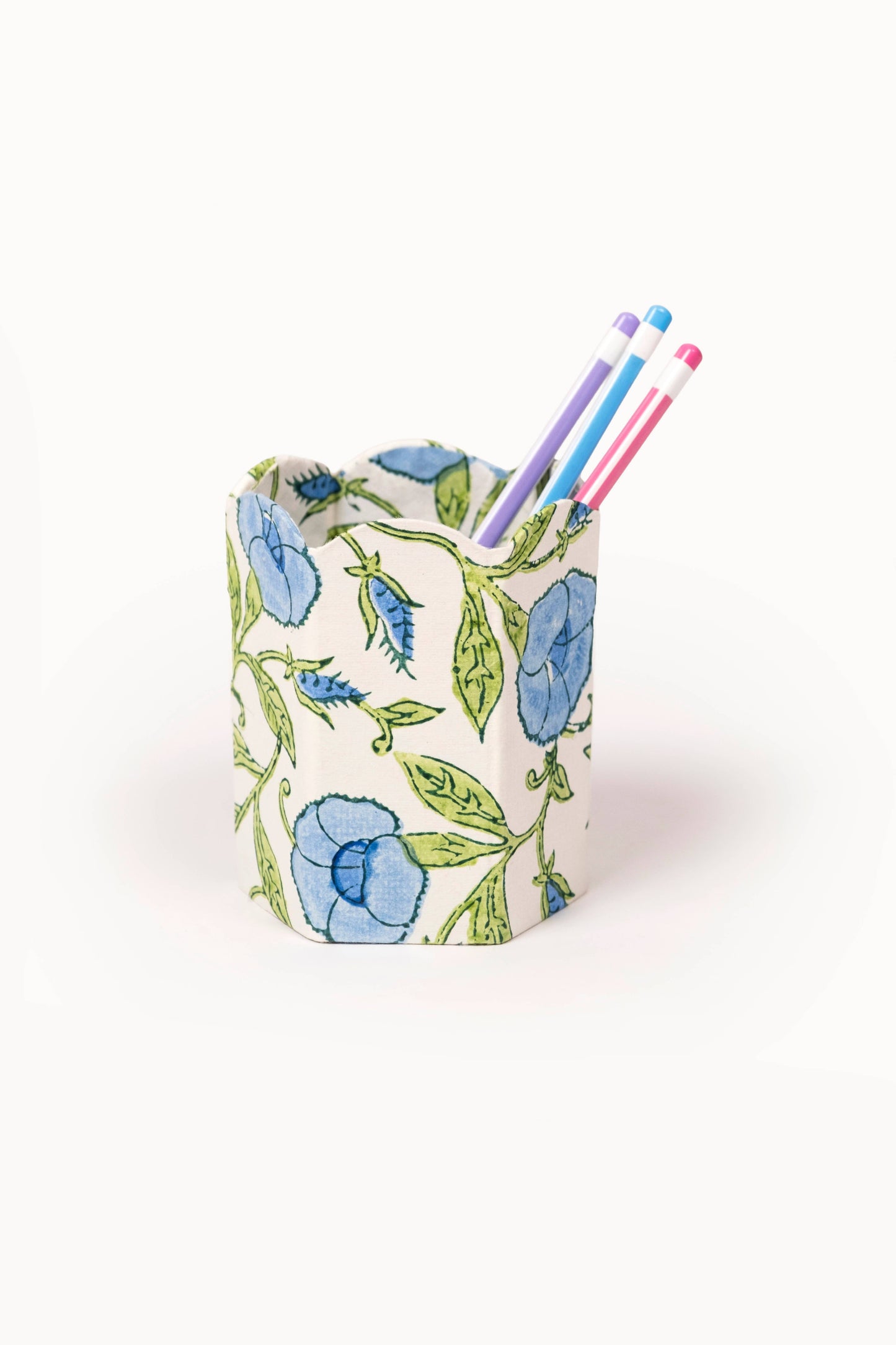 Block Print Pencil Holder - Inaya Powder Blue (Collapsible)