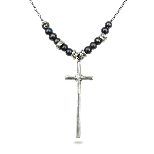 Grounded Cross Silver Necklace
