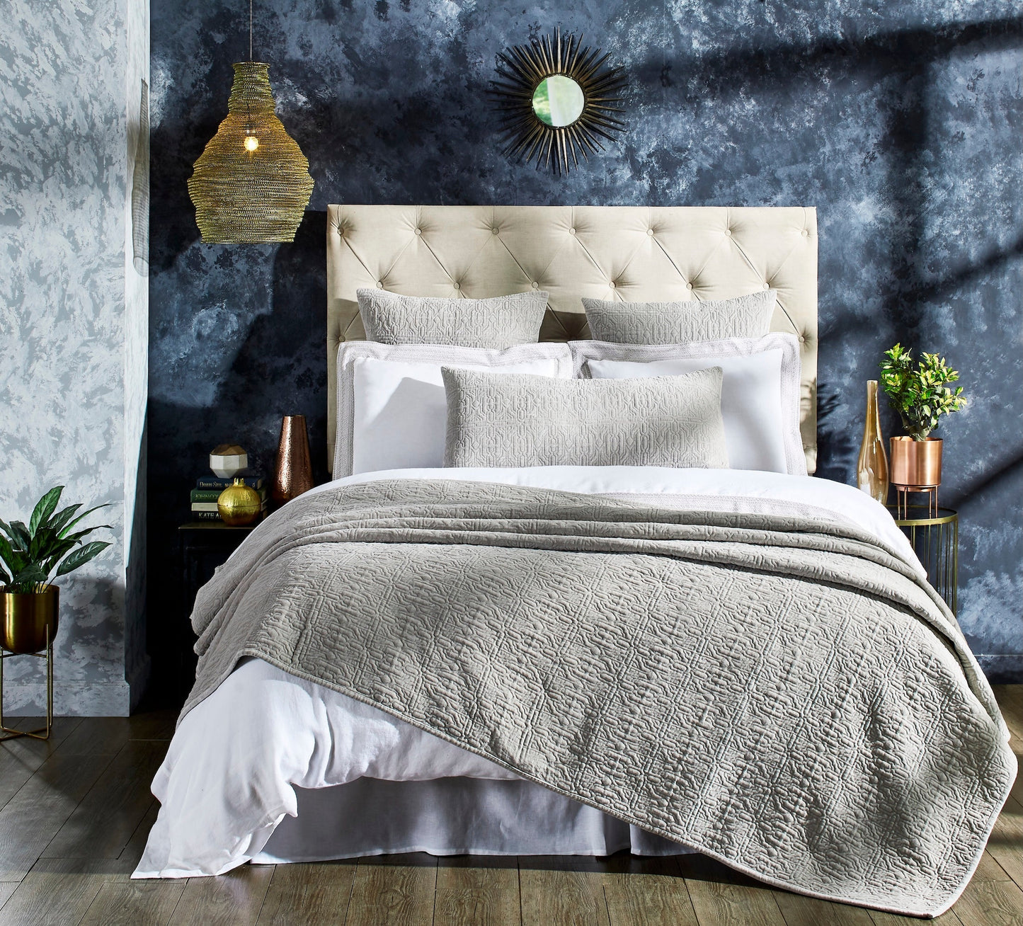 Duke Geometric Cotton Velvet Quilt - Clearance