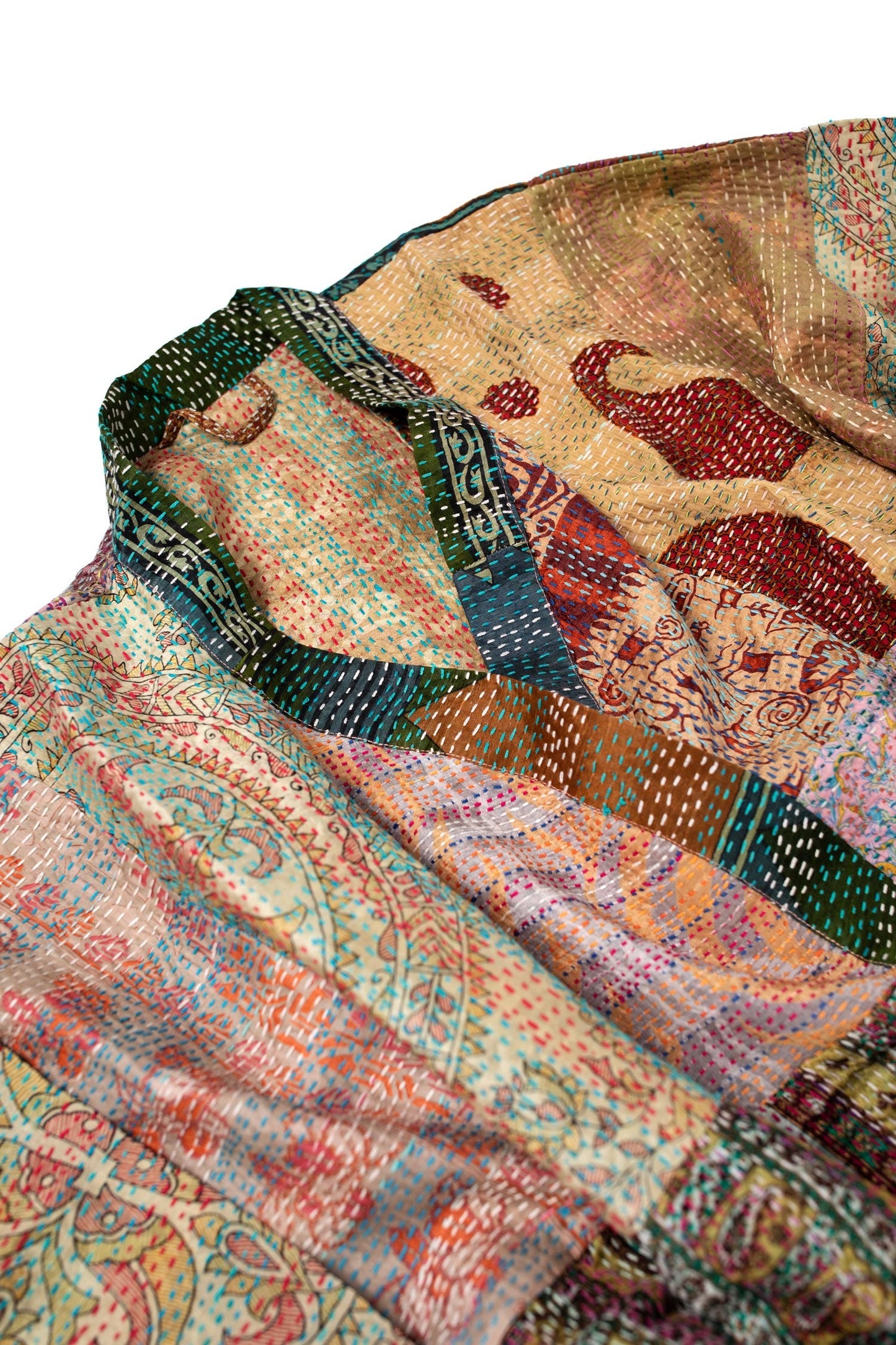 Kantha Stitch Sari Bathrobe