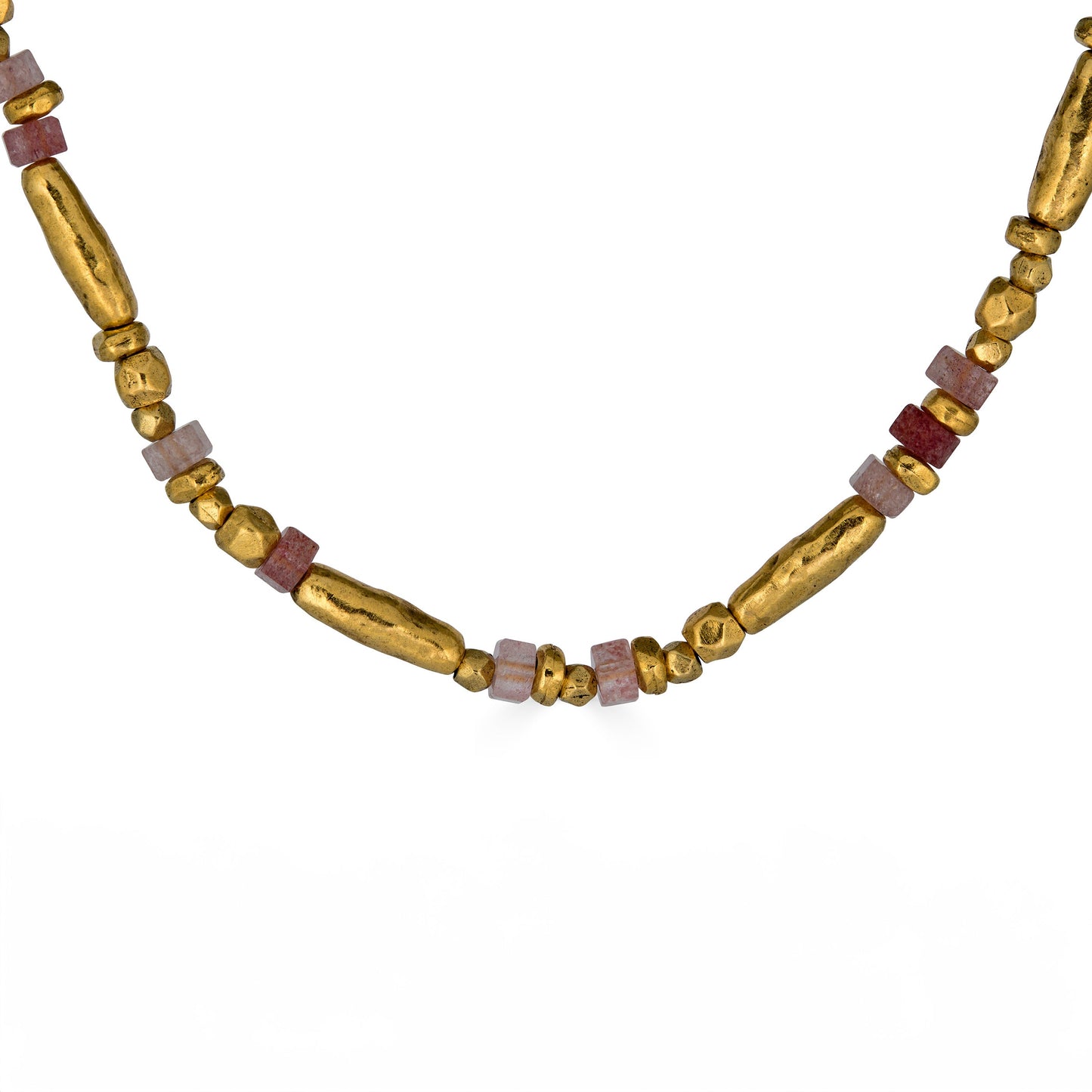 Pink Strawberry Quartz Bead Necklace