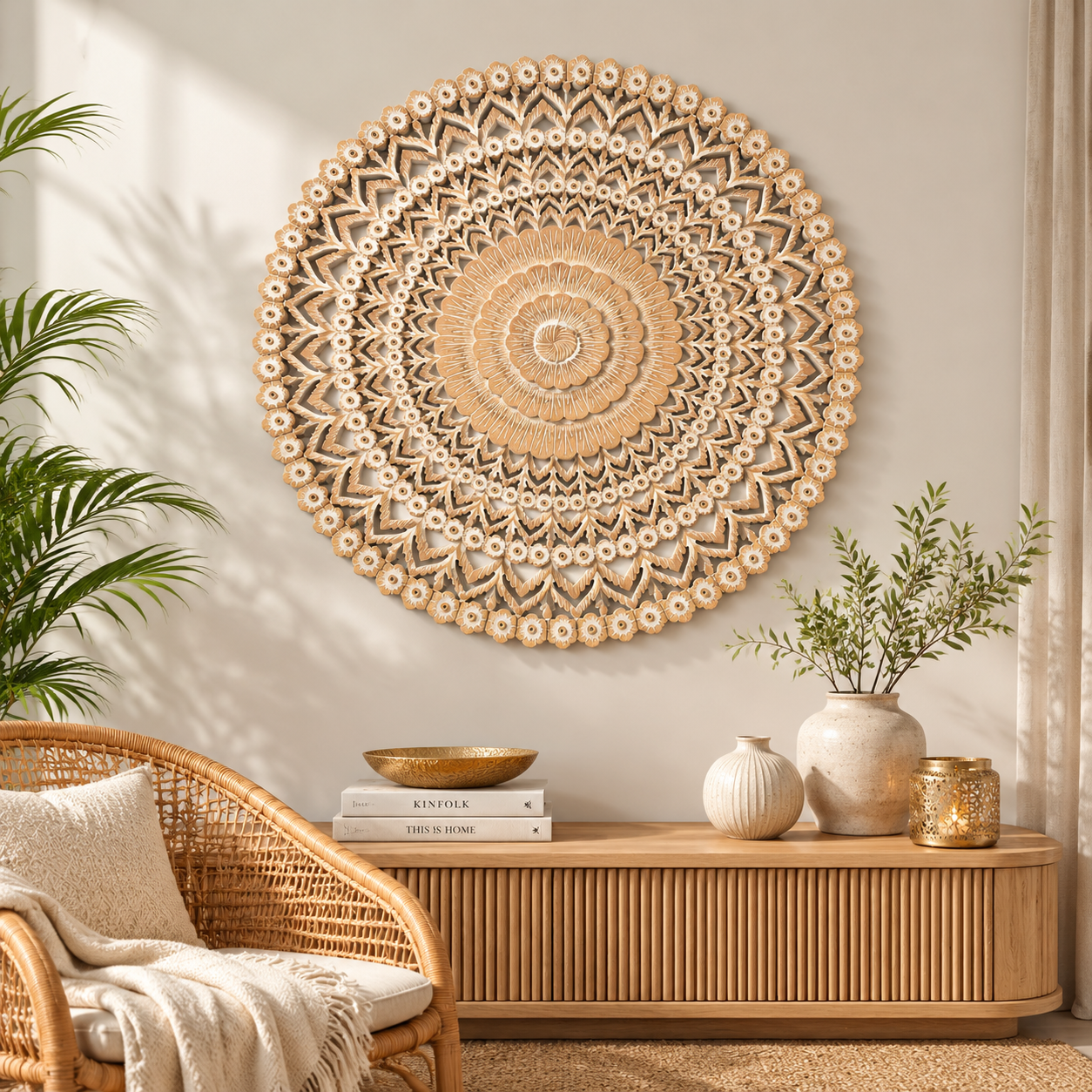 Wooden Floral Hand Carved Mandala