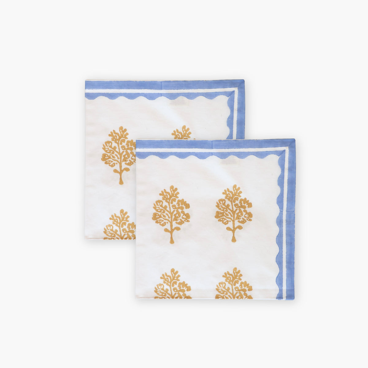 Sara - Pure Cotton Table Napkin Set of 2 - Pastel Blue & Butter Yellow