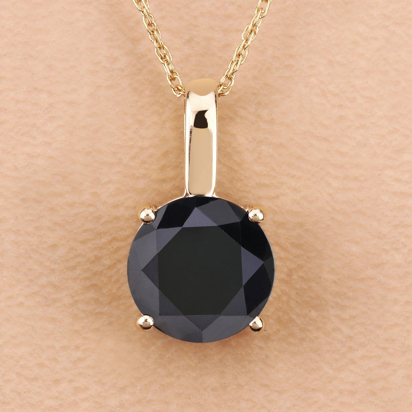 3.12 Carat Genuine Black Diamond 14K Yellow Gold Pendant