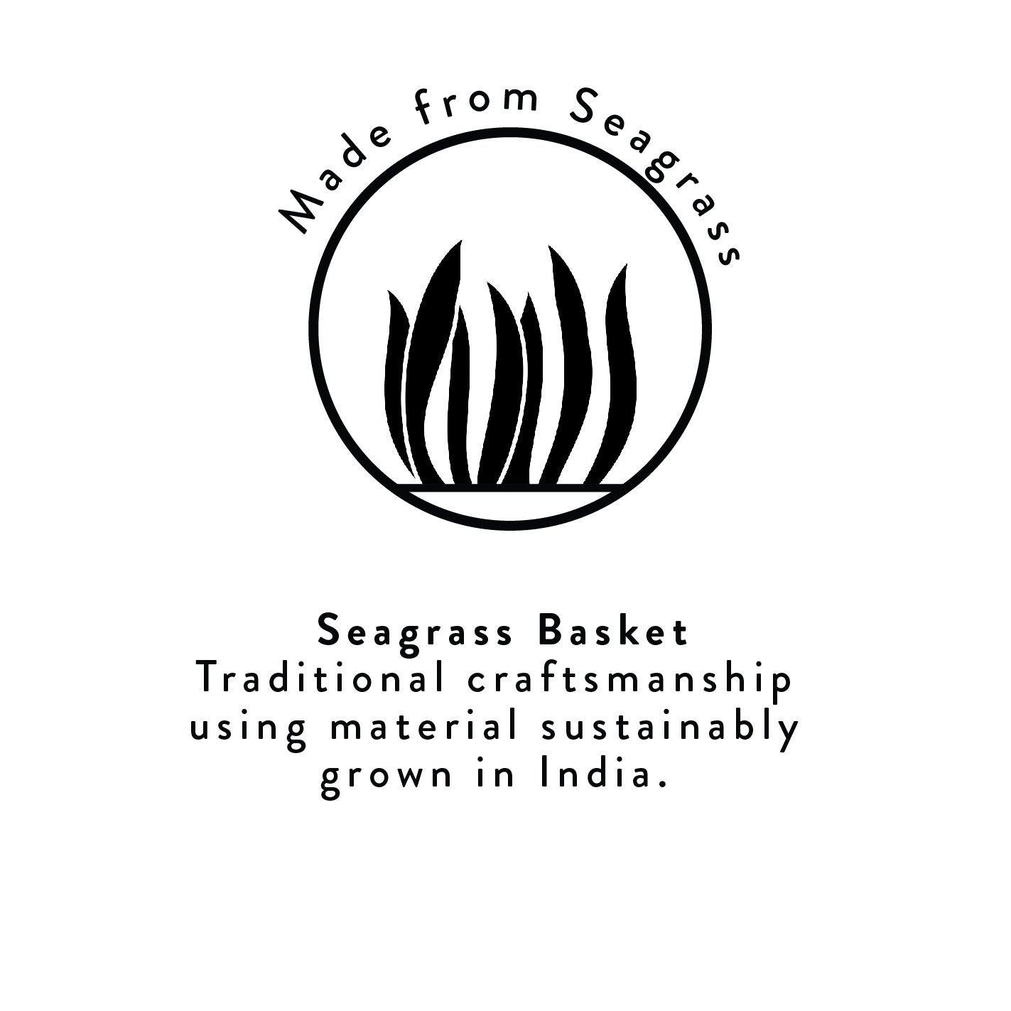 Striped Seagrass Waste Paper Basket in Midnight / Beryl Green