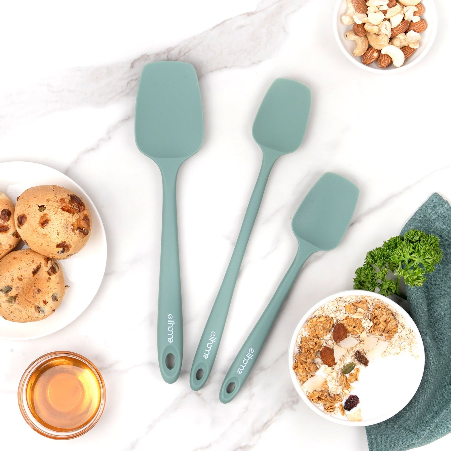 8 Piece Silicone Spatula Set - Teal Grey