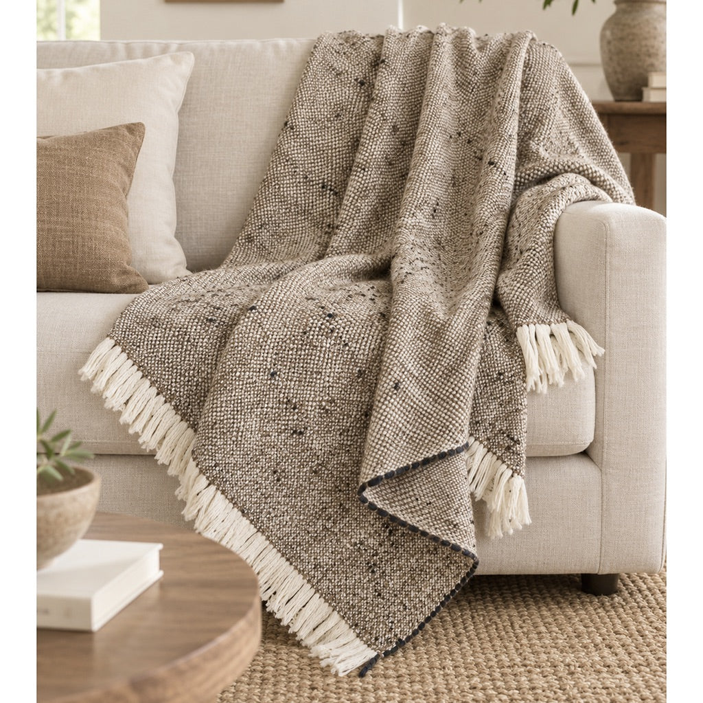 Chunky Camel Weave Alpaca Throw