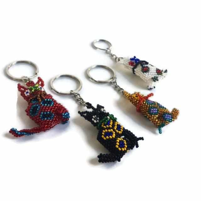Cat Seed Bead Key Chain - Guatemala