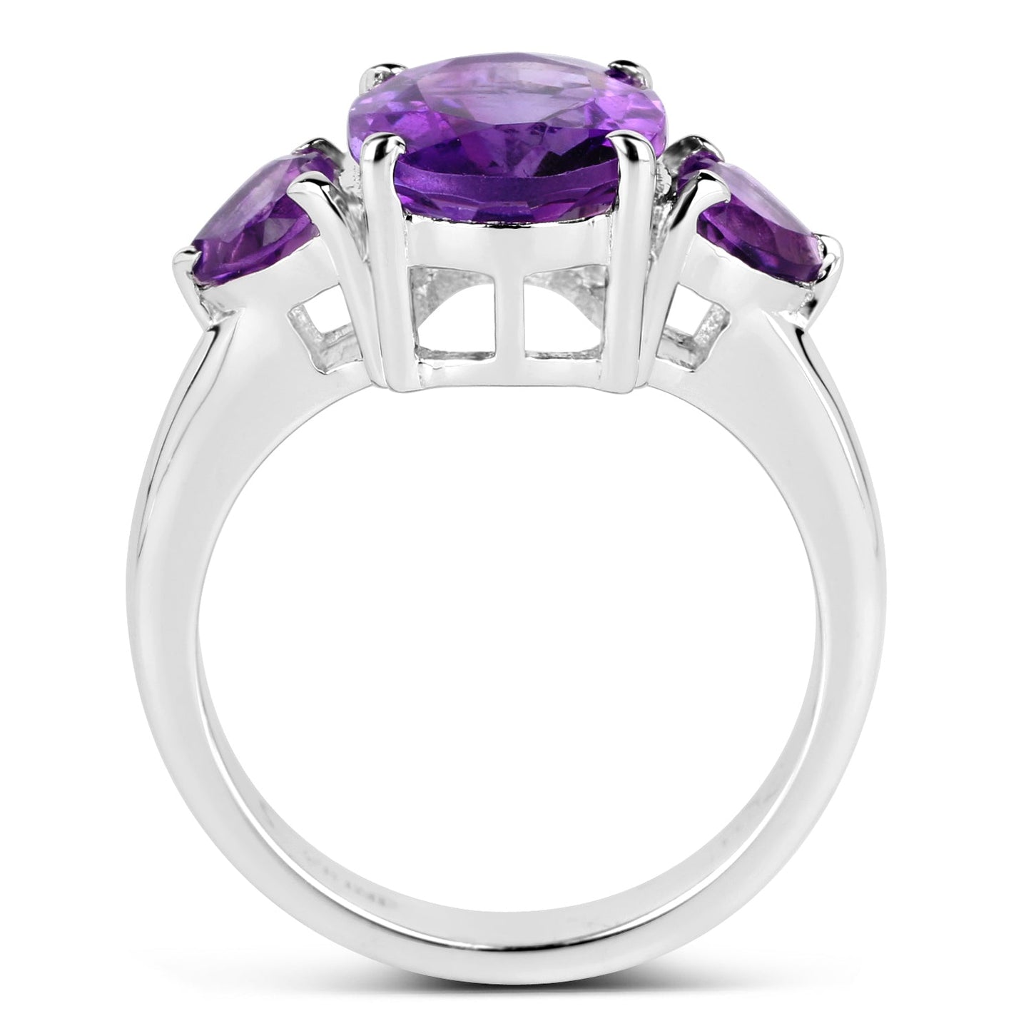 4.06 Carat Genuine Amethyst .925 Sterling Silver Ring