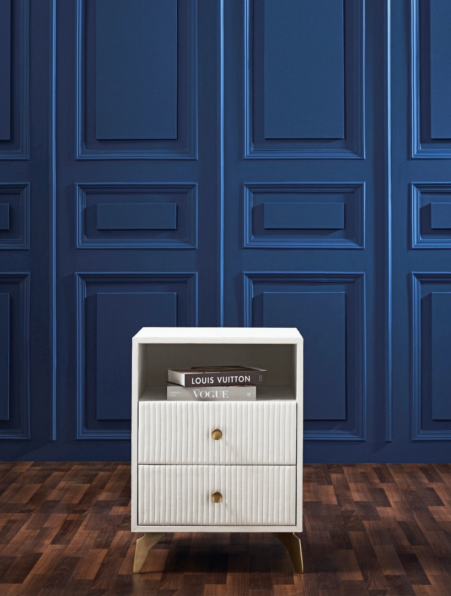 Stanford Two Drawer Leather Side Table