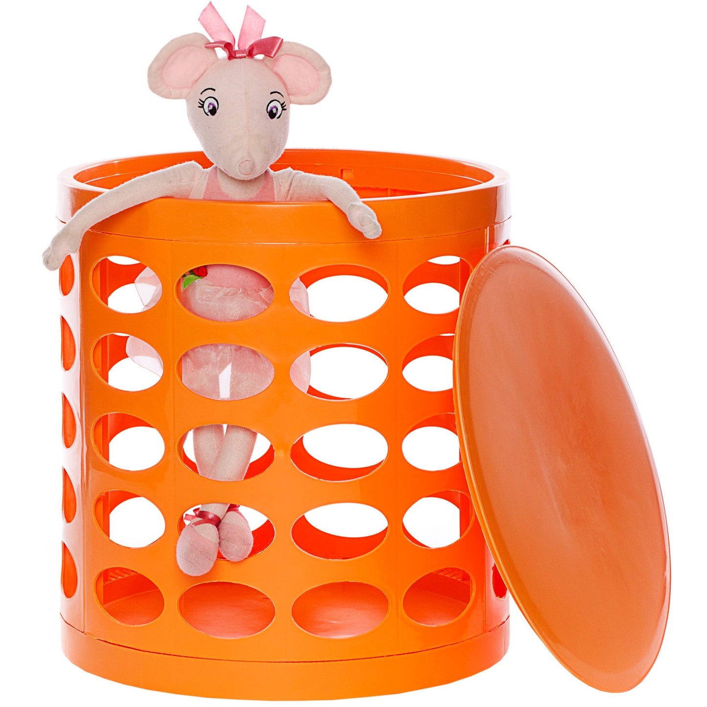 Otto Storage Stool | Round Plastic Storage Ottoman with Oval Perforated Pattern