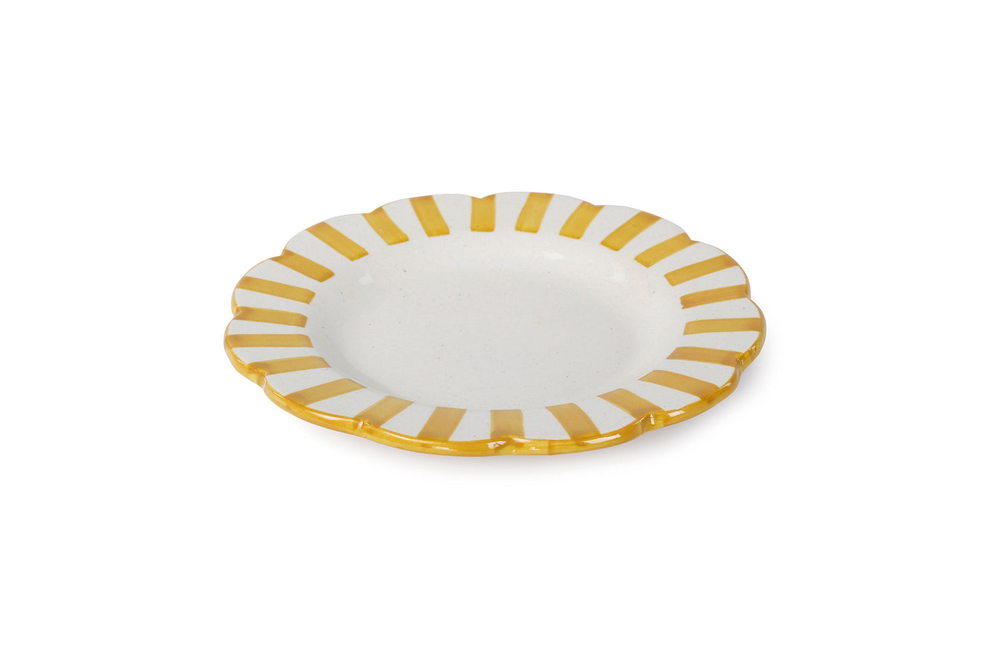 Ceramic stripe Salad Plate, Yellow- 8.25x 8.25 x 1.25 Inches ( Set of 4 )