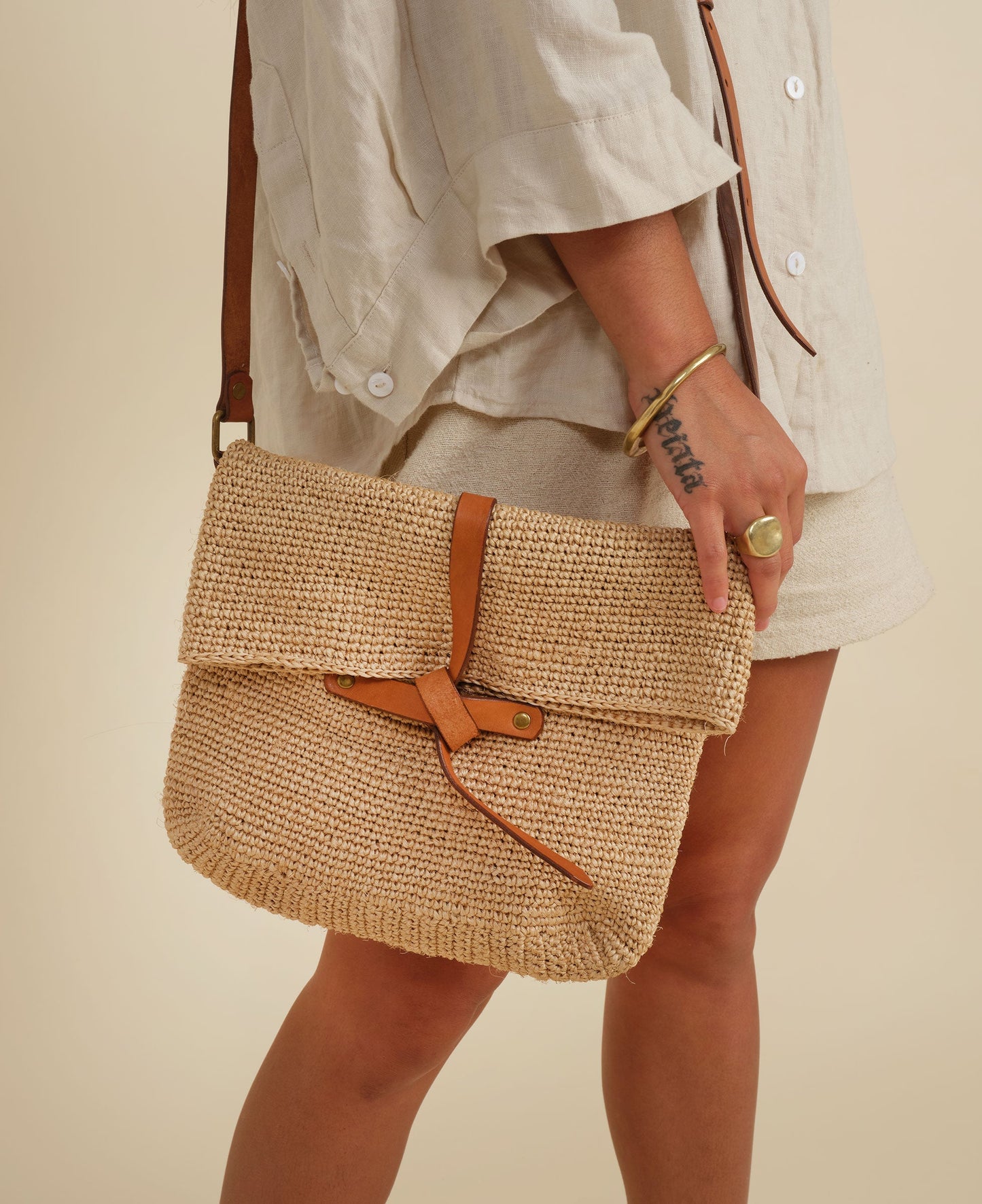 Carmen Woven Crossbody Bag | Natural