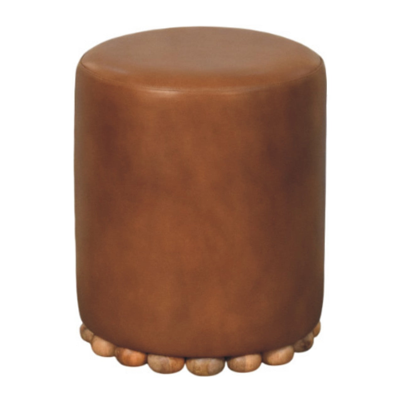Solid Wood Bola Leather Stool