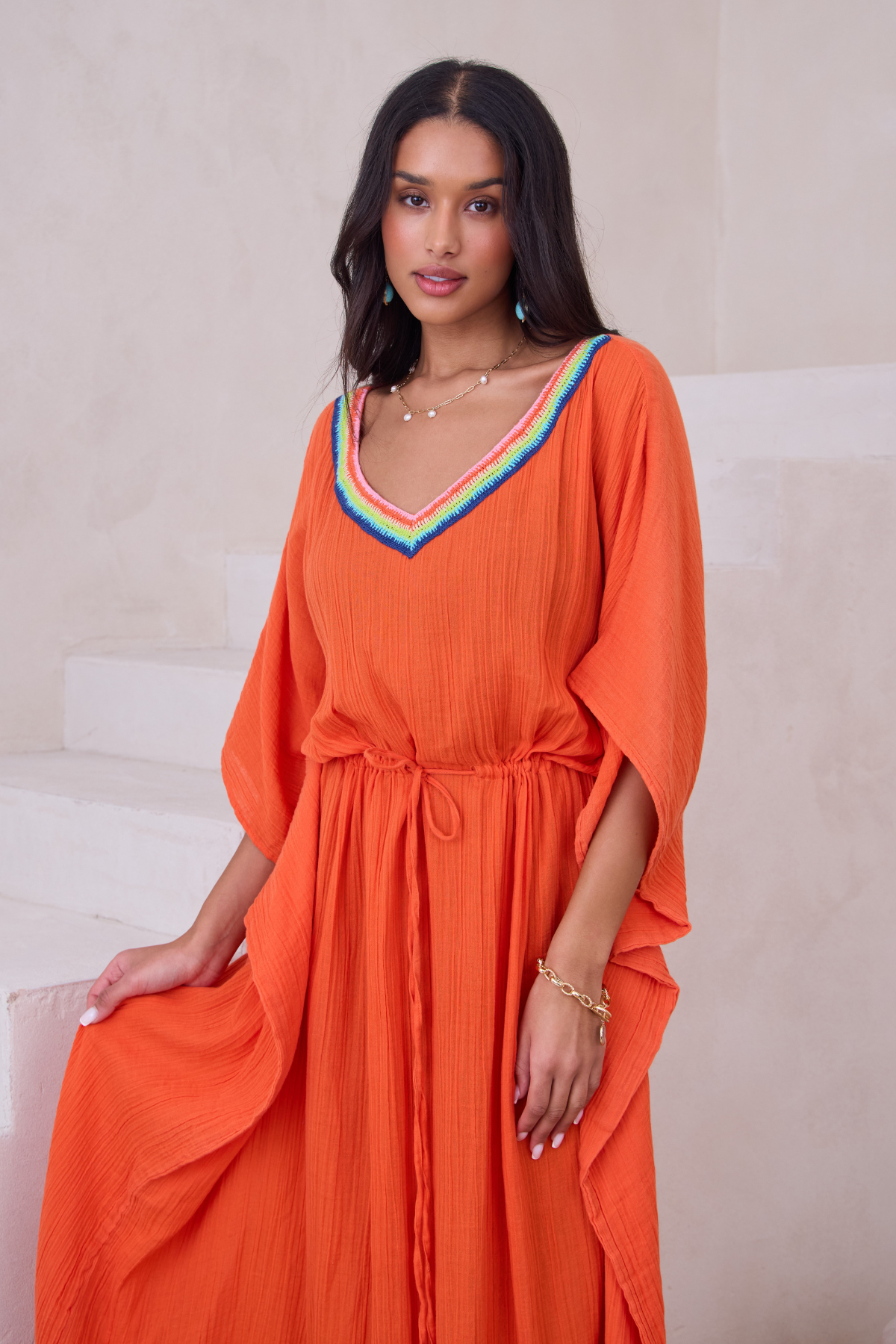 Crochet Rainbow Kaftan Maxi