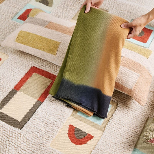 Olyv Green Hand Spun Merino Handloom Throw