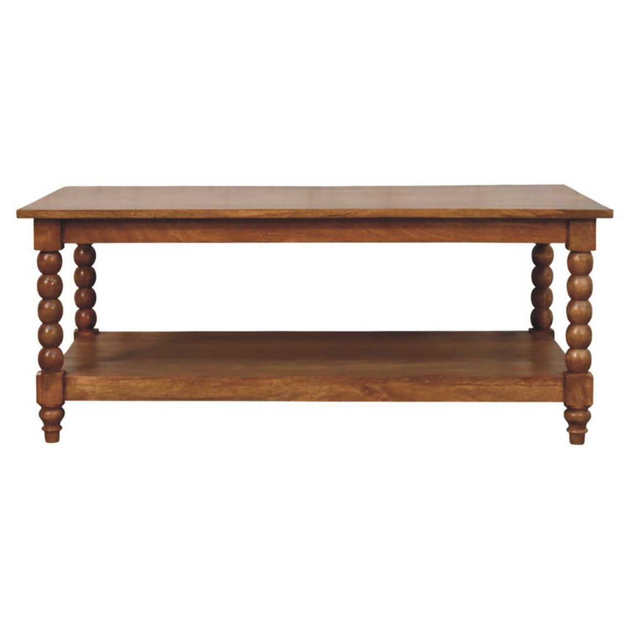 Solid Wood Spindle Coffee Table with Open Shelf
