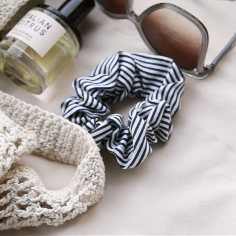 Navy Pinstripe Scrunchie