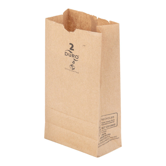 Duro 2 lb Kraft Grocery Bag 30# Recycled Paper (QTY 500), SKU 18402