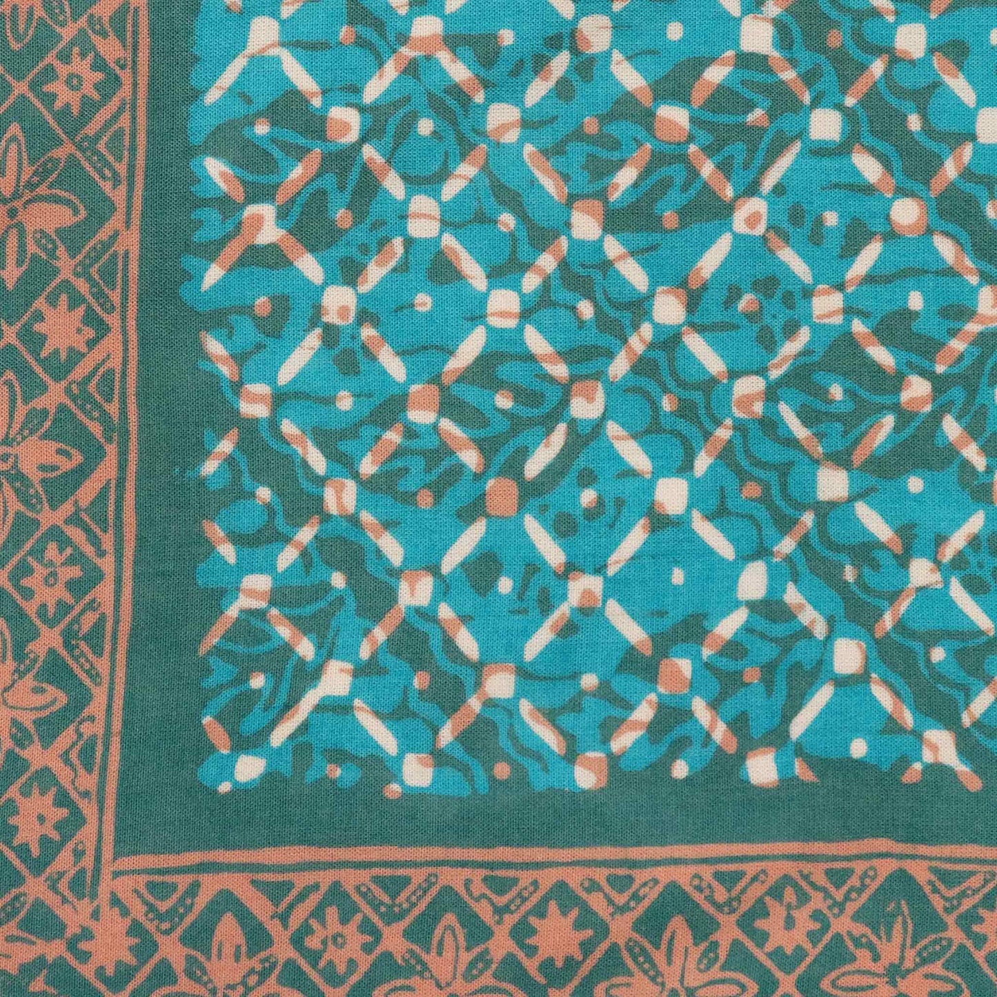 Large 39" Hand Dyed Batik Bandana - Leaf Grid