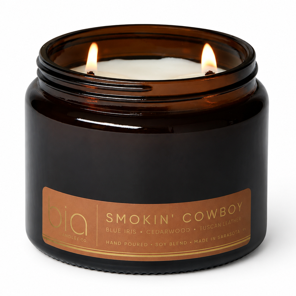 Smokin' Cowboy Tuscan Leather & Sandalwood Soy Blend Candle
