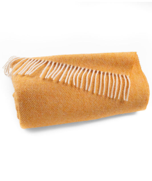 Southampton Home Shetland Lambswool Herringbone Throw – Tangerine | Woven in England