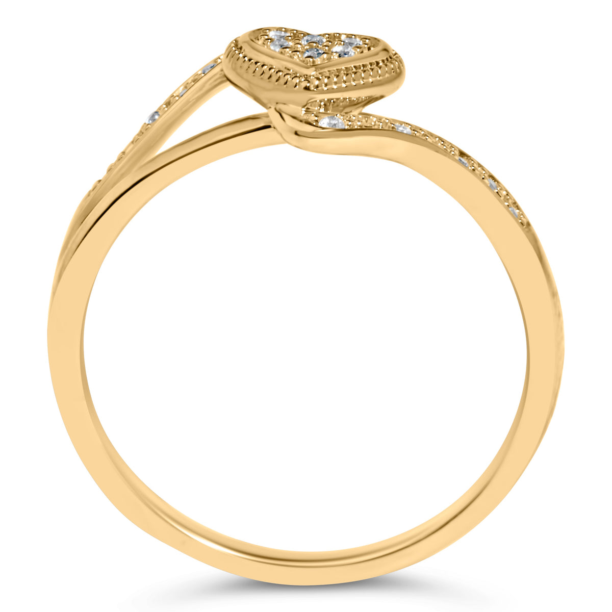 14K Yellow Gold Plated .925 Sterling Silver Diamond Accent Filigree Heart Promise Ring (I-J Color, I3 Clarity)- Size 7