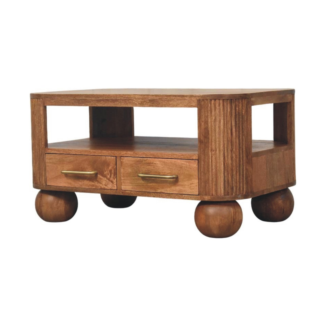 Solid Wood Briarwood Fluted Coffee Table