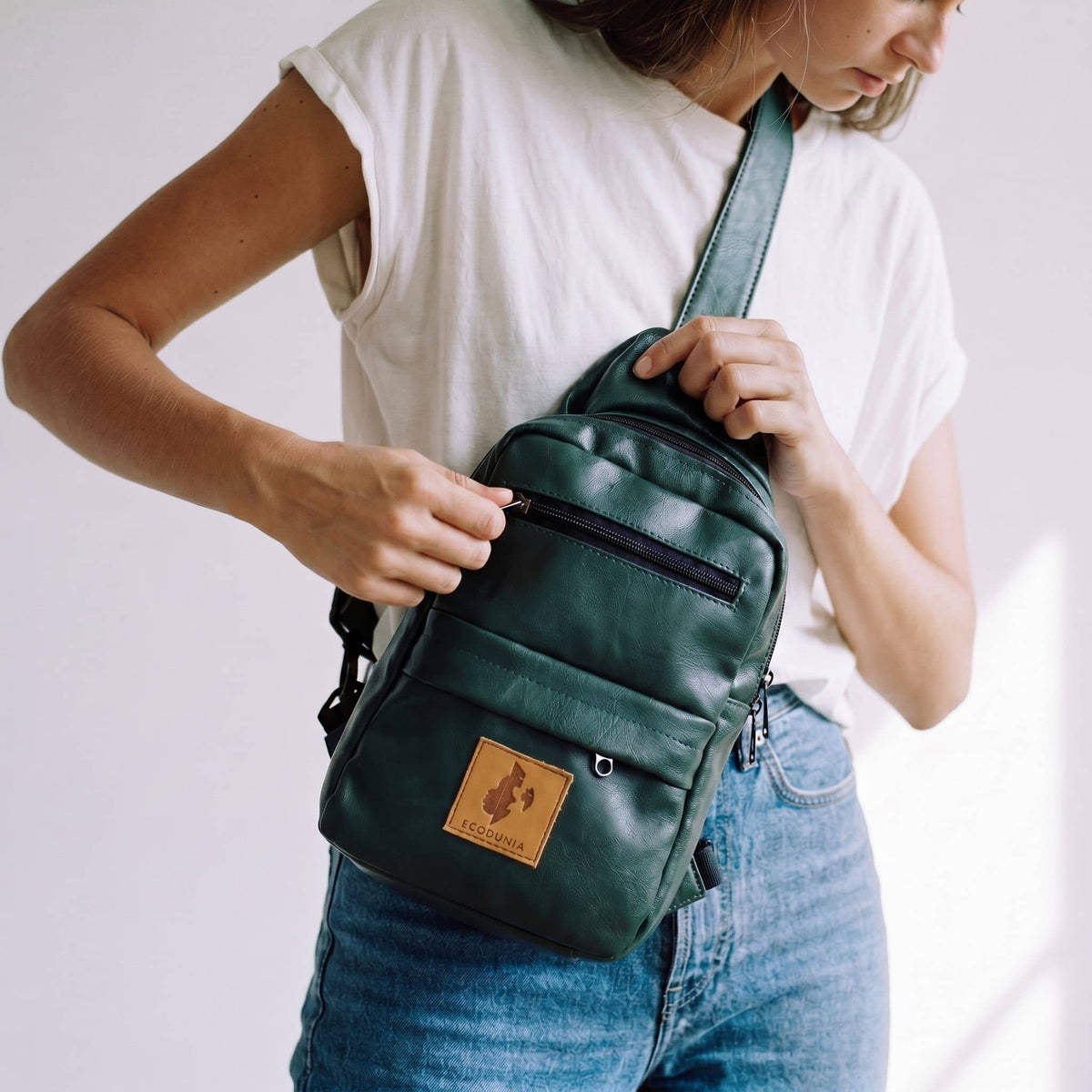 Vegan Leather Crossbody Bag for Women | Umoja Large Sling Bag for Men
