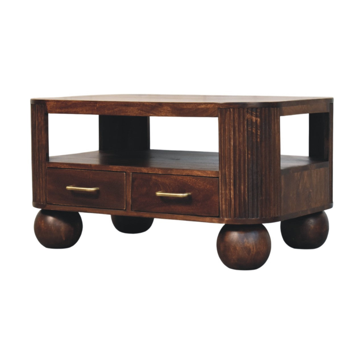 Solid Wood Sphere Leg Coffee Table