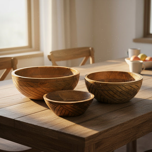 Earthlines Handcrafted Nested Mango Wood Bowl