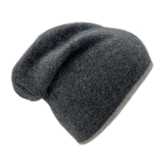 Charcoal + Ash Reversible Cashmere Beanie