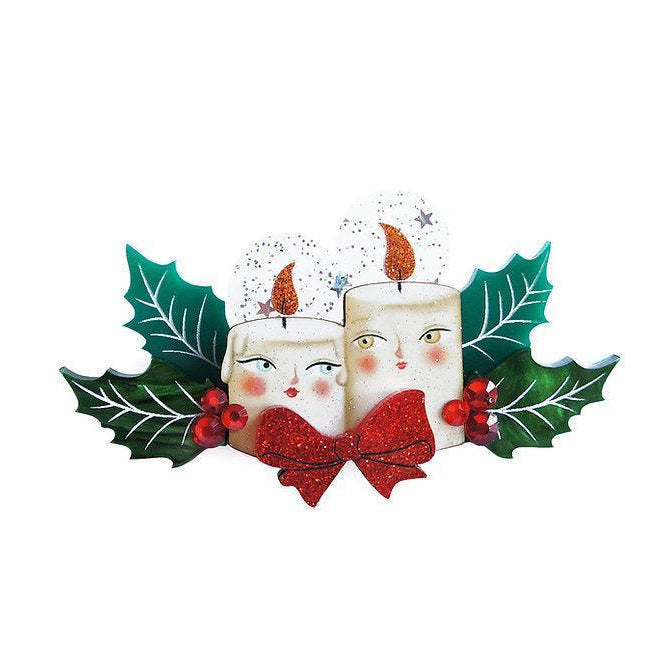 Christmas Candle Couple Brooch by Laliblue
