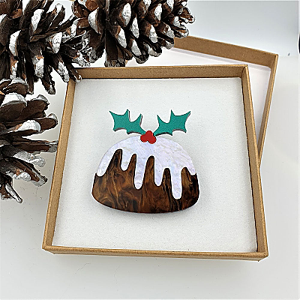 Christmas Pudding Brooch by Cherryloco
