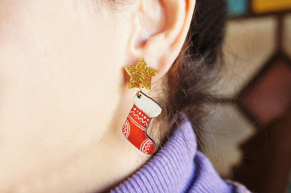 Christmas Stocking Earrings by Laliblue