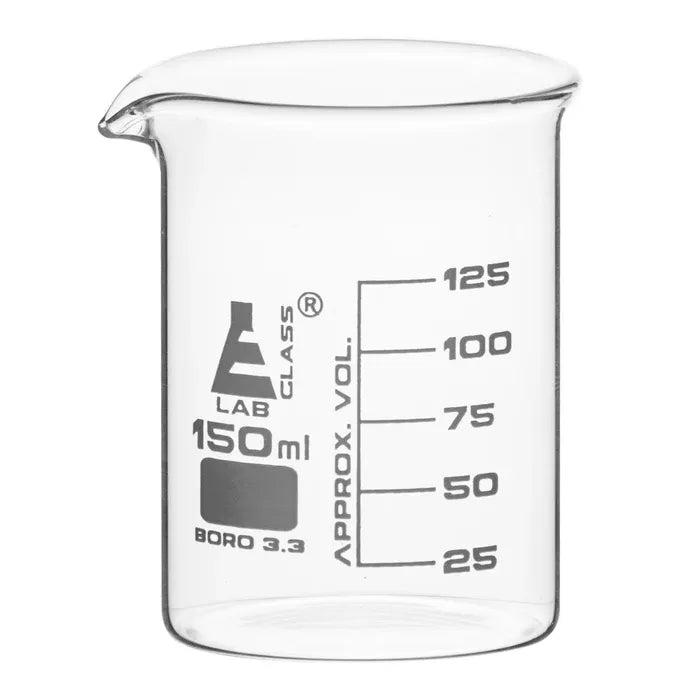 Borosilicate Glass Beaker, Low Form, Graduated, 150 mL