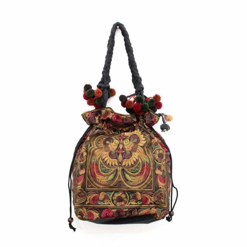 Cinch Hmong Embroidered Shoulder Purse - Thailand - Osadia Concept Store