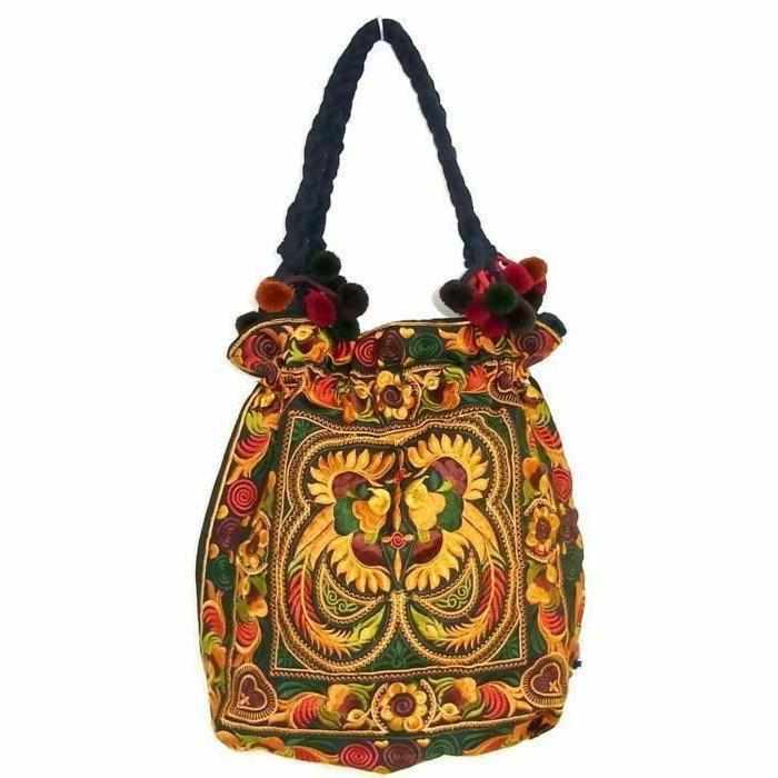 Cinch Hmong Embroidered Shoulder Purse - Thailand - Osadia Concept Store
