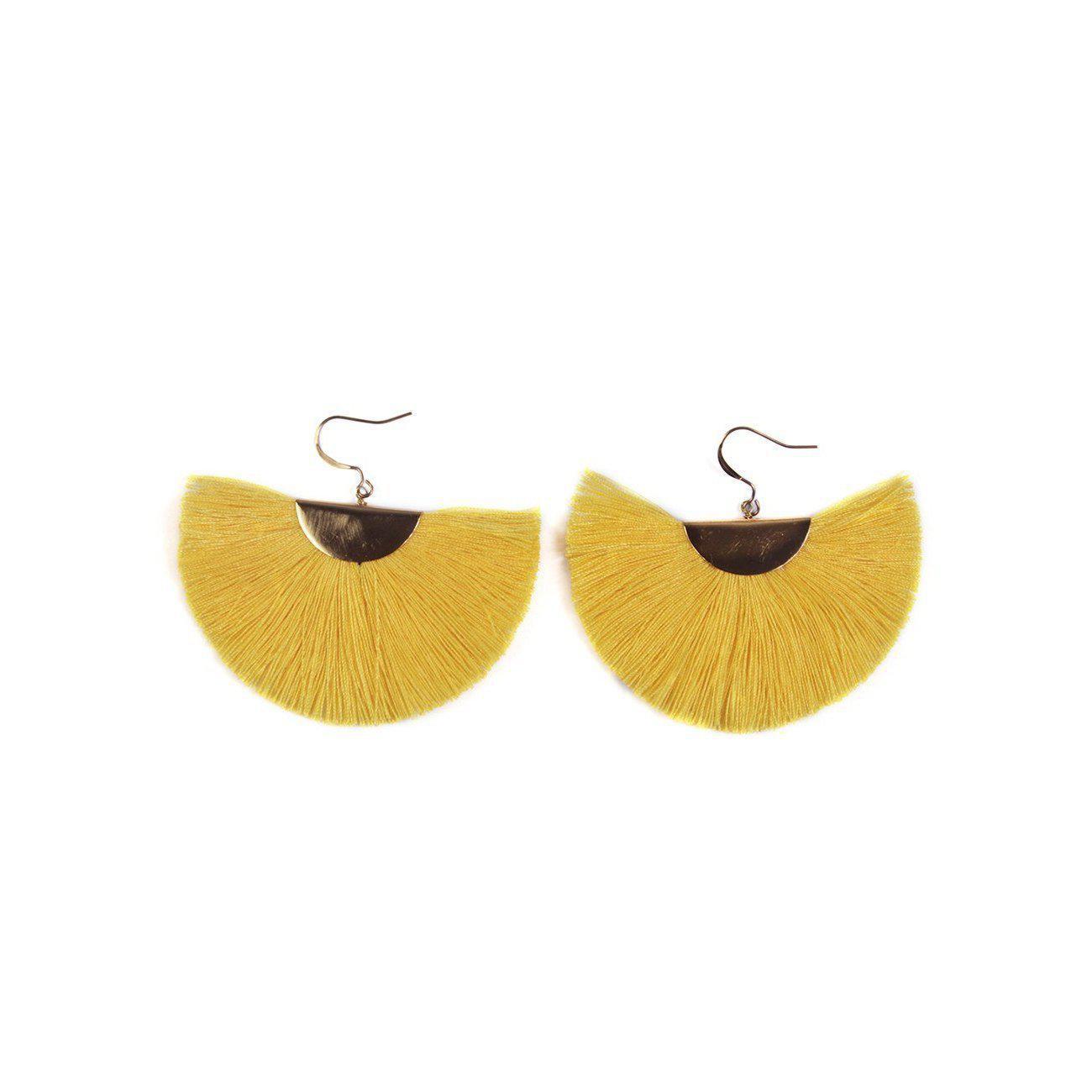 Cleo Fan Boho Colorful Brass Earrings - Thailand