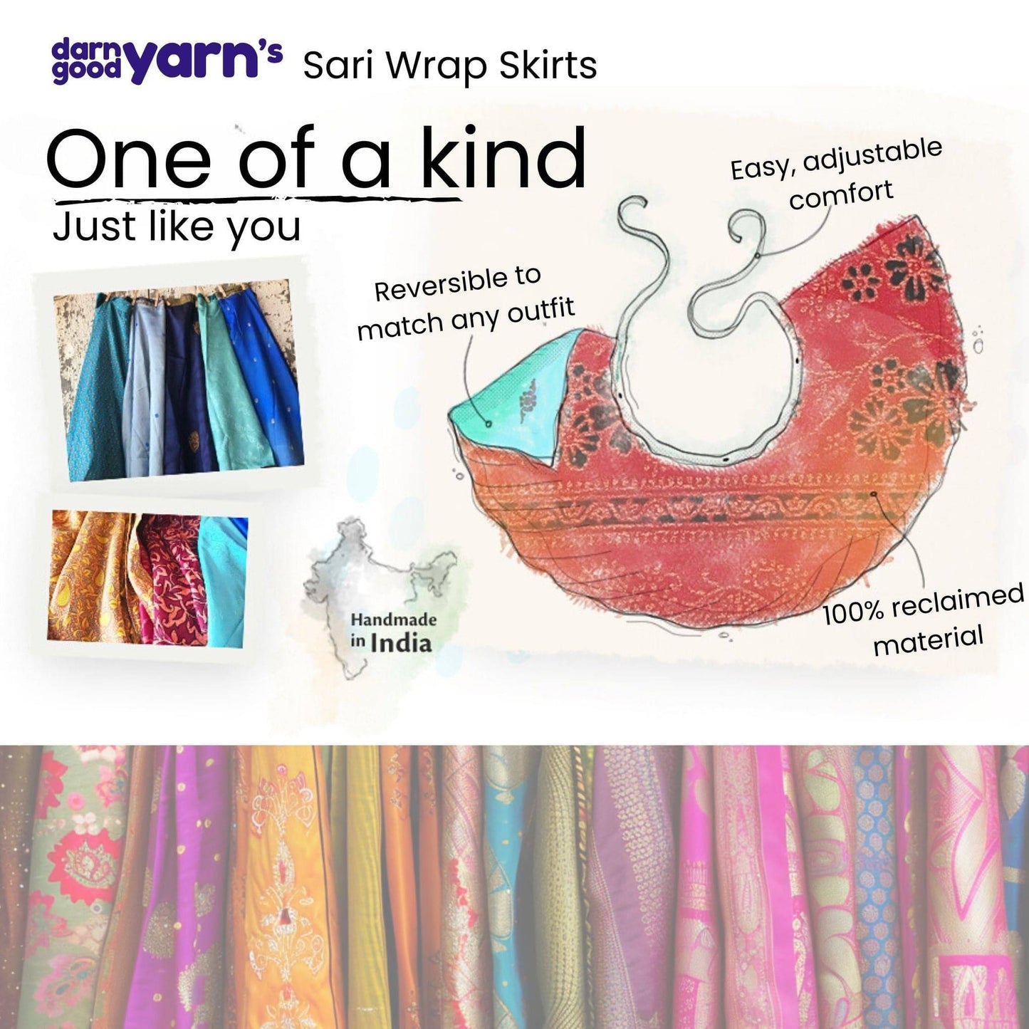 Knee-Length: "Mini" Sari Wrap Skirts