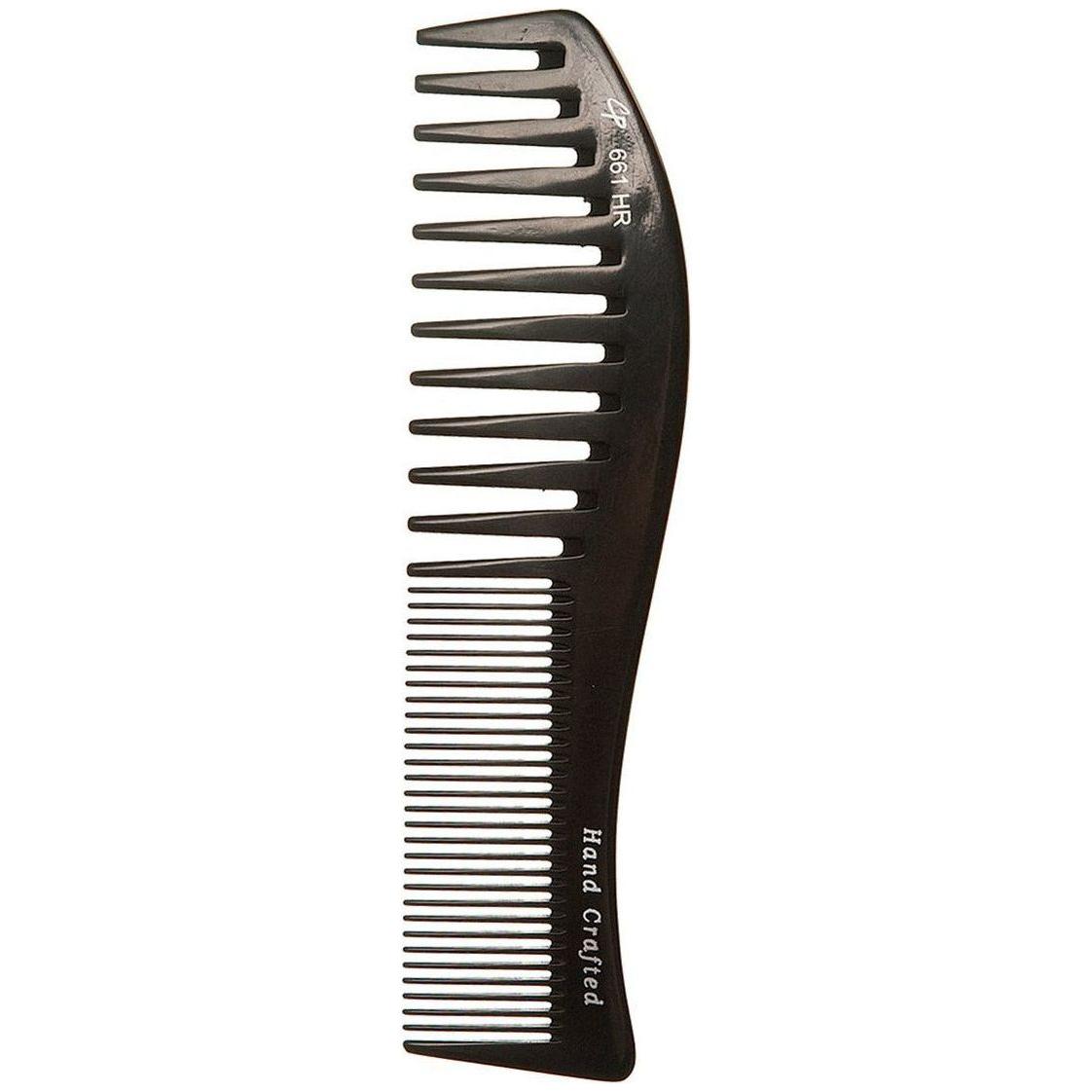 Curved Fine and Wide Tooth 8.5 Inch Hard Rubber Comb  -C661HR